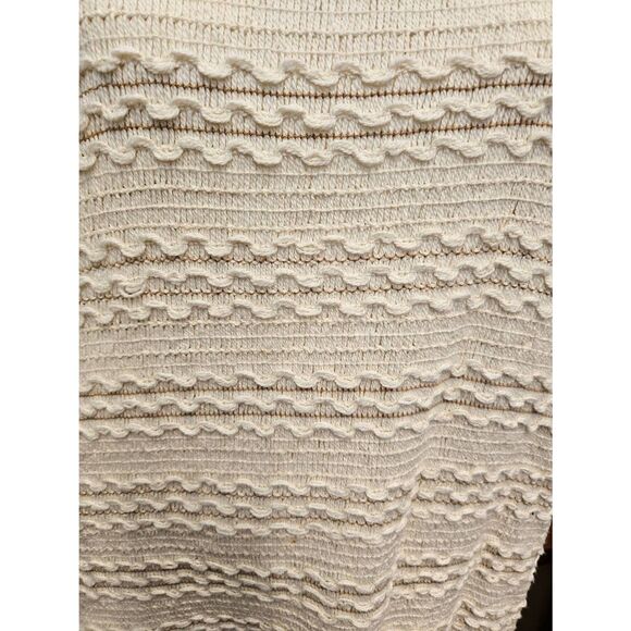 Objects Dart Vintage 90's Cream Woven Sweater Size XL Fringed Hem - Picture 4 of 7